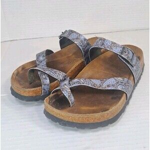 Birkenstock Papillio Women’s Tabora Cork Sandals Sz 36 US 5-5.5 Mayari Top Blue